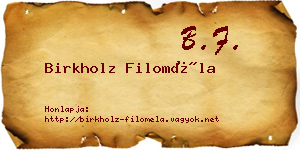 Birkholz Filoméla névjegykártya